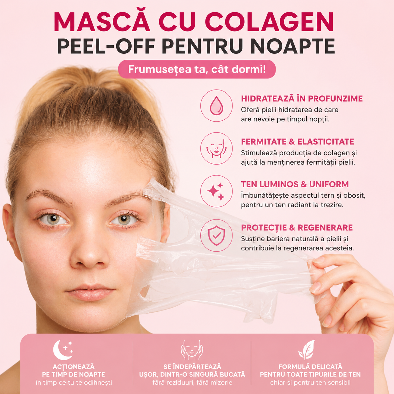 Masca Anti-Rid cu Colagen – Regenerare Intensă în Timpul Nopții