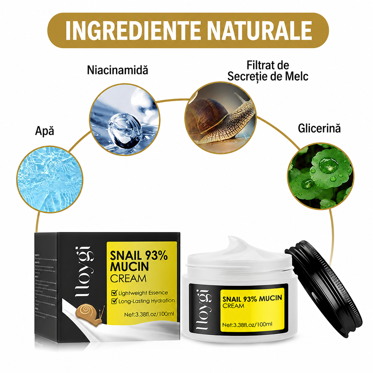 Cremă Coreeană cu Mucină de Melc pentru Ten Neted și Luminos